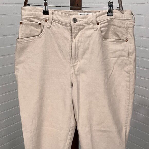 Abercrombie Fitch Jeans Women 14S/32 Beige‎ Curve Love 90s Straight Ultra High - Picture 2 of 12